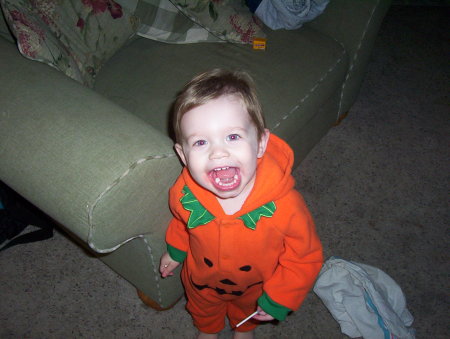 Chase at Halloween 2005...Look at that mouth..wonder where he got that from!!
