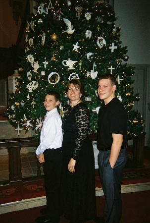 Mom and two great boys at Christmas