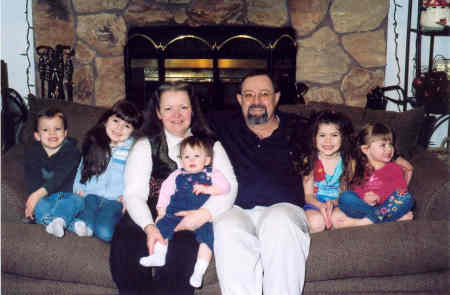 Madeline and I and our 5 Grandchildren Christmas 2003.
