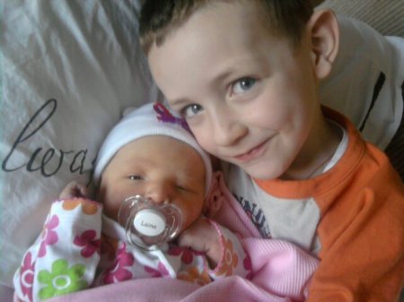Grandson Lane and new baby sis Laina