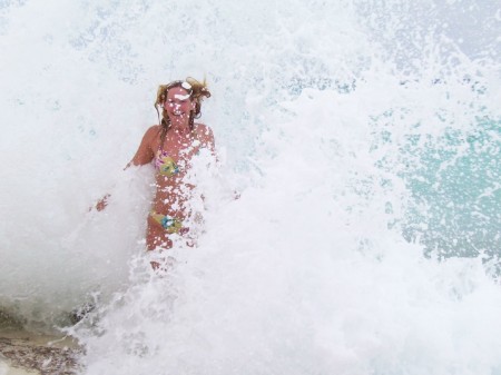Getting hit by a wave