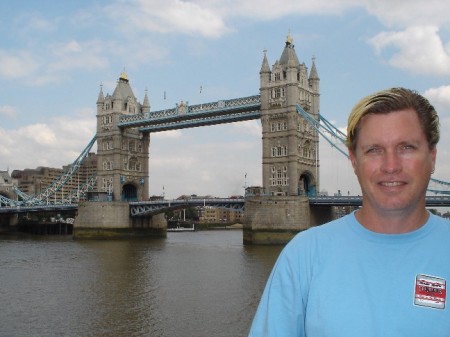 Tom in London in front of the Tower Bridge
