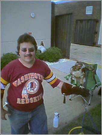 Oct. 2005 Holding Red Tail Hawk