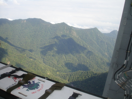 In a blackhawk flying over Honduras