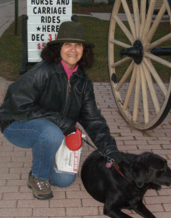 kneeling with dog