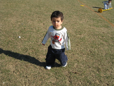 My son Massimo learning soccer on the field in Milan, Italy