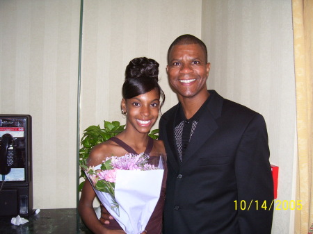 Father and daughter during Monika's Barbizon School of Modeling graduation. (The date was set incorrectly on the  camera. The year should read 2006.)
