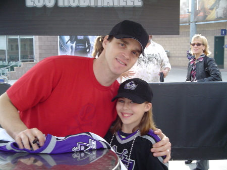Obviously my daughter and I are Kings fans. Ryley with Luc Robitaille