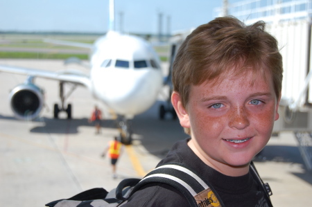 Spencer age 11 on his way to Denver to visit his bud