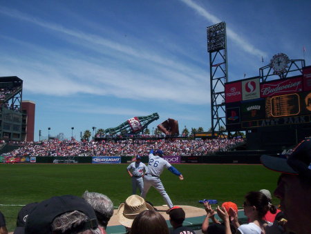 My dodgers pitchers warming up (Odalis Perez)