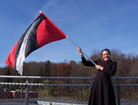 Vicky with her flag