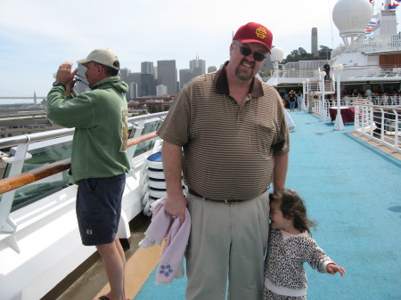 Abby and Dad on Dawn Princess in San Francicso