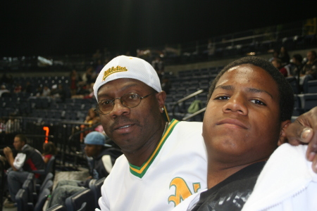 me and son Kendall at Arena Football game