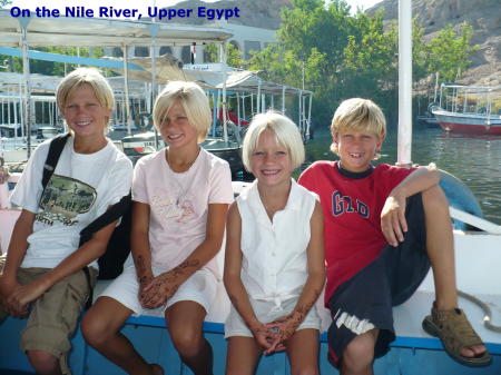 My kids on the Nile in Egypt