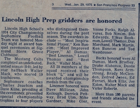 Article about Sophmore Football Team
