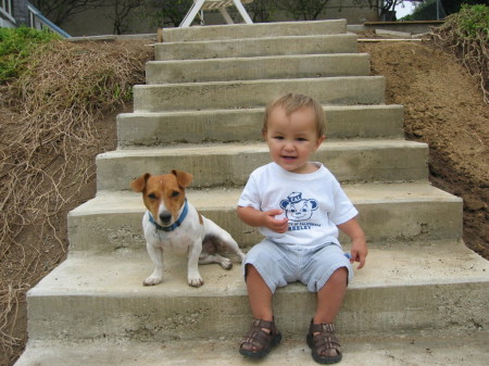 Oski Bunch & Danny Mak during backyard construction, summer 2005