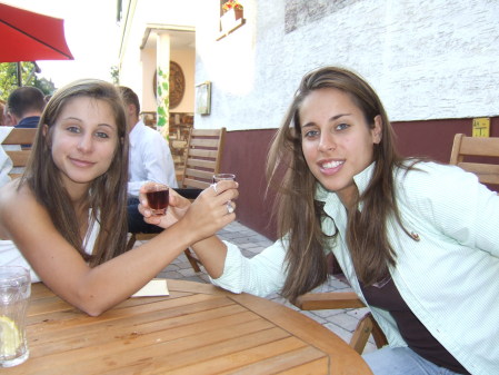 Daughters Rose and Connie having dinner in Erbach Germany (my home town)