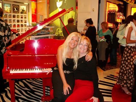 sitting at "The Red Piano"