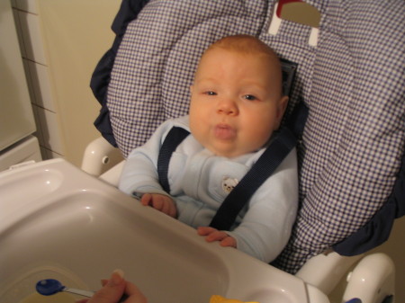 My son Noah..first Rice meal