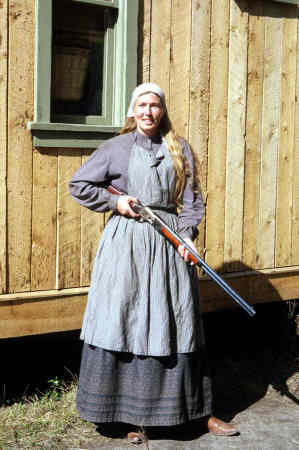 Emily working on the set of Open Range