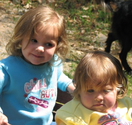 Two of my girls ridin in the wagon