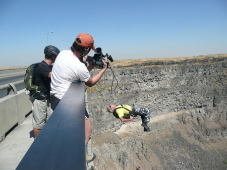 Did a back flip for a crew filming a documentary on BASE jumpers. 9-8-07