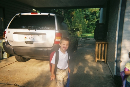 Nathan, age 5 1/2, on his first day of school, Aug. 2005