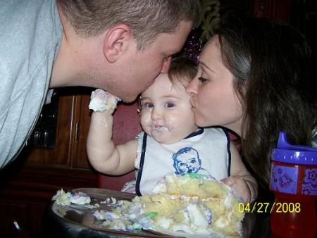 Casey and I giving Emily some birthday sugar