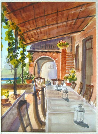 painting of Beautiful Tuscan Table
