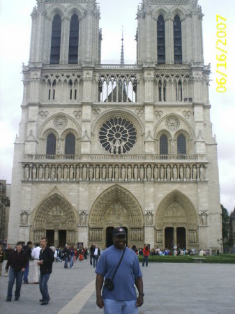 Me standing in front of Cathedral Notre Dame, Paris France June 2007