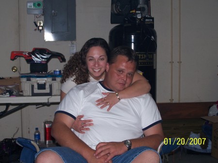 the wife and i in my garage