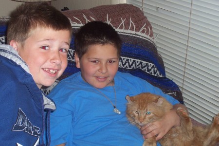 travis and cody with cat chewy