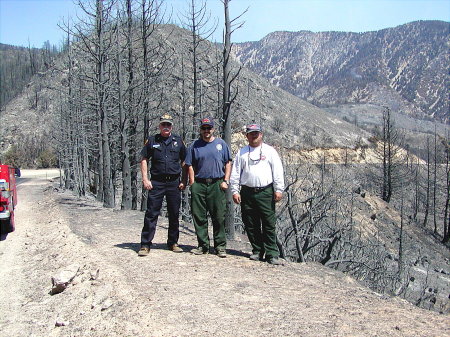 two friends and me on a fire in calif.