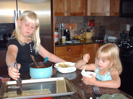 Hannah and Maddy reinventing lasagna