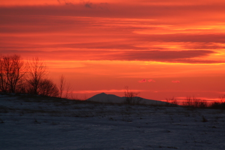 sunset old farm field