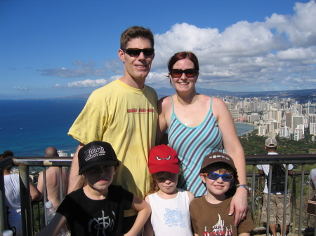 Our family at the top of Diamond Head, overlooking Waikiki Beach