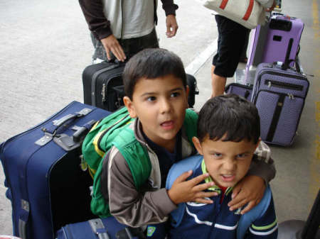 Boys at the airport going to Maui