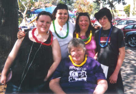 My mom, me and my kids at the Monrovia Cancer Relay for Life