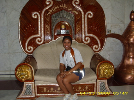 Me sitting in one of Sadam Husseins chairs
