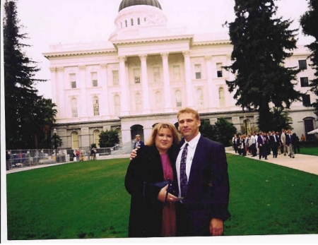 At the Capitol with a friend for Arnold's Inauguration