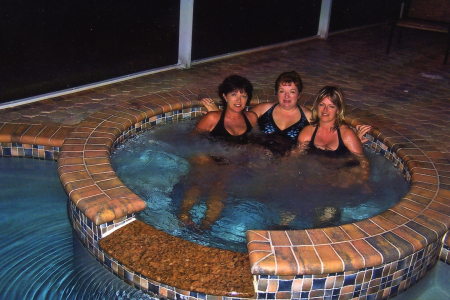 My Sisters Dee and Dawn in hot tub/pool