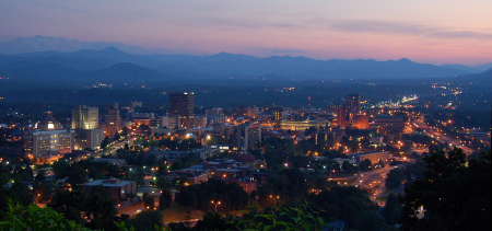 Asheville, NC at dusk