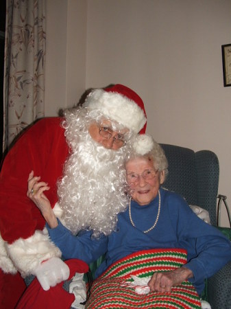 Yep, that me as Santa and my 100 year old aunt.