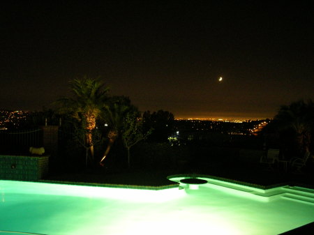 Evening in the pool at home in Yorba Linda, Ca