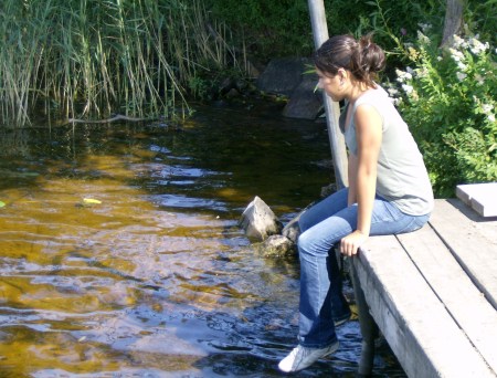 Aubrey on the dock