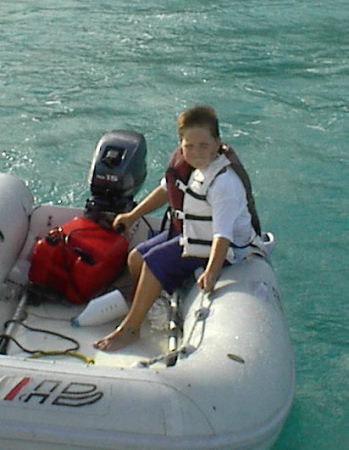 Grandson Stefan - our dinghy captain