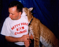 David Miley wrestling a lynx in the mid-1990s