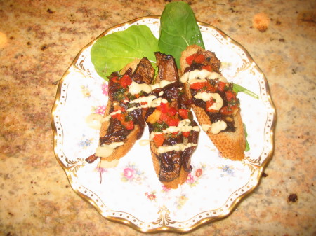 Portabello Bruschetta with Rosemary Aoli