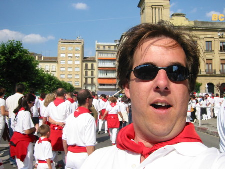 At the Running of the Bulls in Pamplona