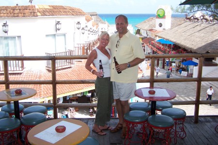 My wife Fonda & I at Carlos & Charlies (Playa Del Carmen)